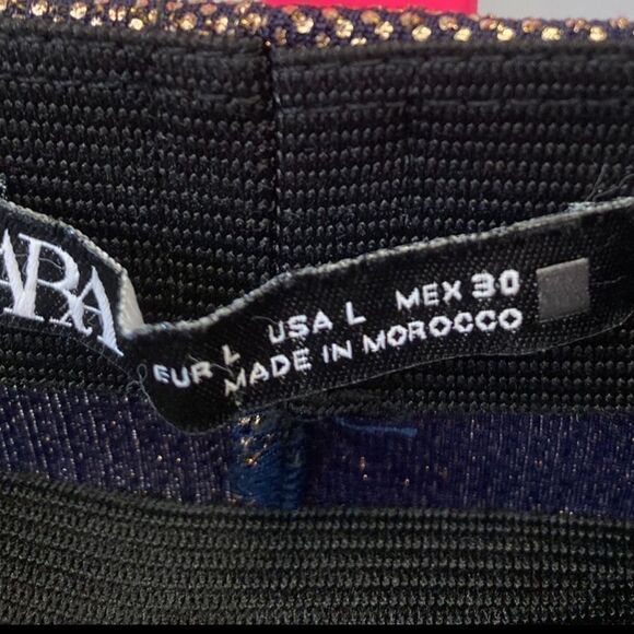 NWT ZARA  COPPER  SPARKLY DRAPED SKIRT SZ Large - Picture 7 of 8